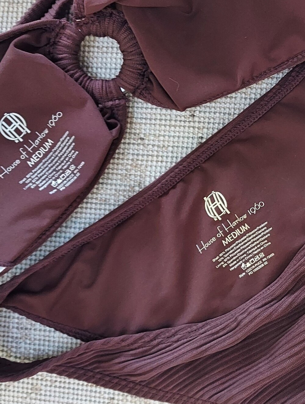 House of Harlow 1960 Bikini Set Brown Ribbed Bandeau Top With Cover Up Skirt NWT - Picture 6 of 8